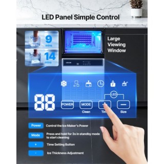 VEVOR Εμπορική Παγομηχανή, 59kg/24ωρη, Με Αποθήκη 15kg, 45 Κύβοι/Κύ... VEVOR Εμπορική Παγομηχανή, 59kg/24ωρη, Με Αποθήκη 15kg, 45 Κύβοι/Κύ...