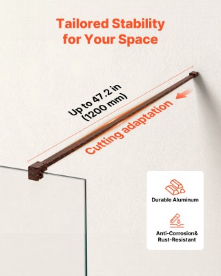 VEVOR Μαύρο Ματ Σταθερό Παραβάν Ντουζιέρας 864x1870 mm από Ανθεκτικ...