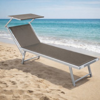 BAKAJI Ξαπλώστρα Παραλίας Ηλιοθεραπείας Αλουμινίου με Σκίαστρο Λινό...