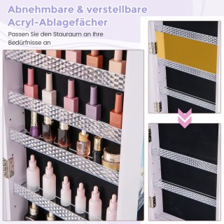 Costway Ντουλάπα Κοσμημάτων με Καθρέφτη και Ρυθμιζόμενα Ράφια - Μωβ...