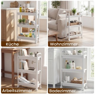 Costway Λευκό στενό τροχήλατο ραφάκι 3 επιπέδων με λαβές για κουζίν...