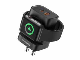 SWISSTEN Φορτιστής Δικτύου για Apple Watch, με USB-A, USB-C, 22.5W ...
