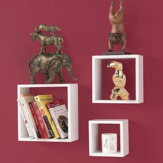 BAKAJI  Σετ 3 Ράφια Τοίχου 30εκ Μοντέρνος Σχεδιασμός Κύβος Ράφι Ράφ...