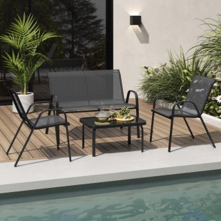 Costway 4-τεμάχιο Σετ Μεταλλικών Καθισμάτων Πάτιο με Επένδυση Υφάσμ...