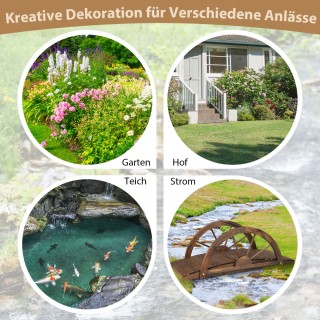 Costway Ξύλινη Γέφυρα Κήπου με Ανθεκτική Κατασκευή και Διακοσμητικά...