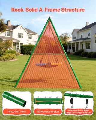 VEVOR Κούνια Κήπου για Παιδιά με Μεταλλικό Σκελετό A-Frame, Στρογγυ...