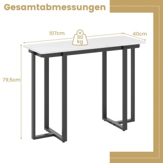 Costway Στενός Μοντέρνος Κονσόλα Τραπέζι με Μαύρη Όψη Μαρμάρου - 10...