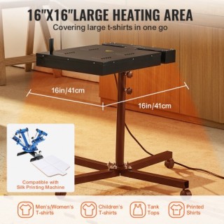 VEVOR Φλας Στεγνωτήρας Μεταξοτυπίας 16x16 με Έλεγχο Θερμοκρασίας  W...