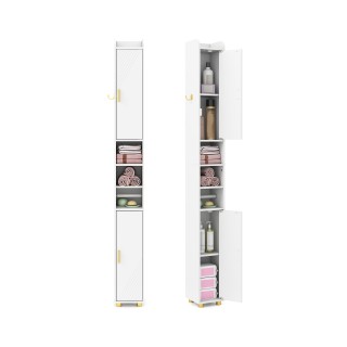 Costway  Λεπτός Λευκός Ντουλάπι Μπάνιου με Θήκη Χαρτιού Τουαλέτας &...