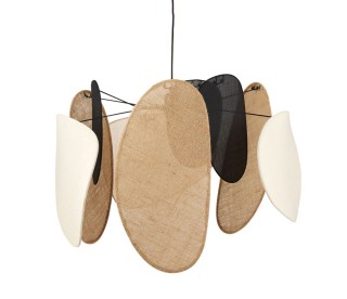 Ostaria Κρεμαστό φωτιστικό λινό και γιούτα Almeria μπεζ, μαύρο και ...