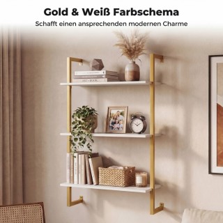 Costway Λευκό κρεμαστό επιτοίχιο ράφι 3 επιπέδων με μεταλλικό σκελε...