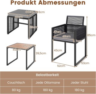 Costway Σετ Κήπου από Ρατάν: 2 Καρέκλες με Μαξιλάρια, Σκαμπό και Τρ... Costway Σετ Κήπου από Ρατάν: 2 Καρέκλες με Μαξιλάρια, Σκαμπό και Τρ...