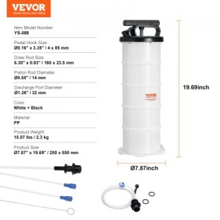 VEVOR Εξολκέας Υγρών 6.5L, Χειροκίνητη Αντλία Αλλαγής Λαδιού για Αυ...