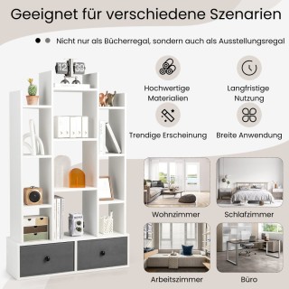 Ράφι Βιβλιοθήκης με 12 Επίπεδα και Συρτάρια για Αποθήκευση Βιβλίων ...