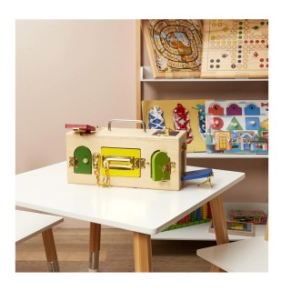 Εκπαιδευτικό Ξύλινο Παιχνίδι Montessori Κουτί με Κλειδαριές Jeux 2 ...