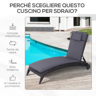 Μαξιλάρι Outsunny για Ξαπλώστρα Κήπου Ξαπλώστρα, Γκρι, 198x53x5cm 8... Μαξιλάρι Outsunny για Ξαπλώστρα Κήπου Ξαπλώστρα, Γκρι, 198x53x5cm 8...