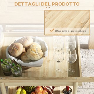 Καρότσι κήπου με 2 ράφια και 4 θέσεις για μπουκαλάκια, από ξύλο ελά... Καρότσι κήπου με 2 ράφια και 4 θέσεις για μπουκαλάκια, από ξύλο ελά...