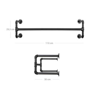 Επιτοίχια Μεταλλική Ράγα Ρούχων 110 x 30 x 29.3 cm Songmics HSR64BK Επιτοίχια Μεταλλική Ράγα Ρούχων 110 x 30 x 29.3 cm Songmics HSR64BK