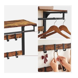 Επιτοίχια Μεταλλική Κρεμάστρα με 10 Γάντζους και 1 Ράφι 30 x 65 x 4...