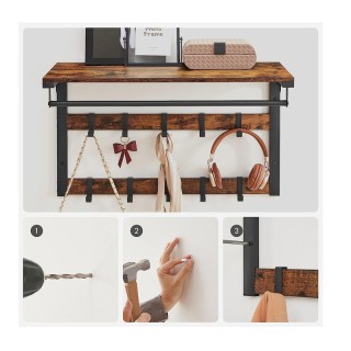 Επιτοίχια Μεταλλική Κρεμάστρα με 10 Γάντζους και 1 Ράφι 30 x 65 x 4...