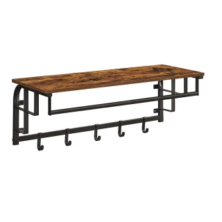 Wall-mounted Metal Hanger with 5 Hooks and 1 Shelf 80 x 30 x 27...