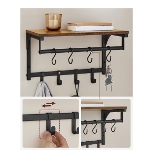 Επιτοίχια Μεταλλική Κρεμάστρα με 8 Γάντζους και 1 Ράφι 40 x 24 x 24...