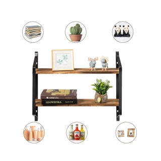 Επιτοίχια Μεταλλική Ραφιέρα με 2 Ξύλινα Ράφια 60 x 15 x 51 cm Costw...