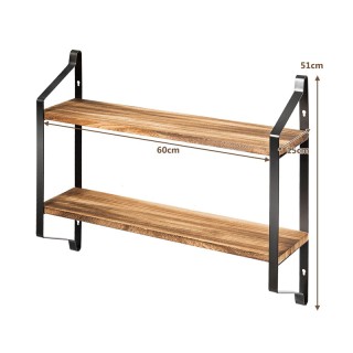 Επιτοίχια Μεταλλική Ραφιέρα με 2 Ξύλινα Ράφια 60 x 15 x 51 cm Costw... Επιτοίχια Μεταλλική Ραφιέρα με 2 Ξύλινα Ράφια 60 x 15 x 51 cm Costw...