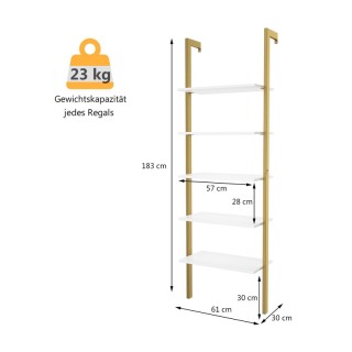 Επιτοίχια Μεταλλική Ραφιέρα Σκάλα με 5 Ξύλινα Ράφια 61 x 30 x 183 c... Επιτοίχια Μεταλλική Ραφιέρα Σκάλα με 5 Ξύλινα Ράφια 61 x 30 x 183 c...