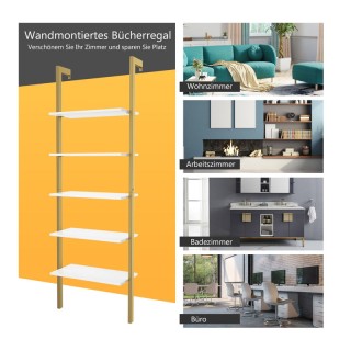 Επιτοίχια Μεταλλική Ραφιέρα Σκάλα με 5 Ξύλινα Ράφια 61 x 30 x 183 c... Επιτοίχια Μεταλλική Ραφιέρα Σκάλα με 5 Ξύλινα Ράφια 61 x 30 x 183 c...
