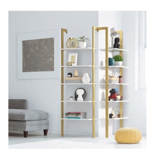 Επιτοίχια Μεταλλική Ραφιέρα Σκάλα με 5 Ξύλινα Ράφια 61 x 30 x 183 c... Επιτοίχια Μεταλλική Ραφιέρα Σκάλα με 5 Ξύλινα Ράφια 61 x 30 x 183 c...