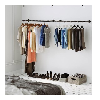 Επιτοίχια Μεταλλική Ράγα Ρούχων 92 x 30 x 7.5 cm Songmics HSR67BK