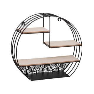 Επιτοίχια Μεταλλική Στρογγυλή Ραφιέρα με 3 Ξύλινα Ράφια 39.3 x 10 x...