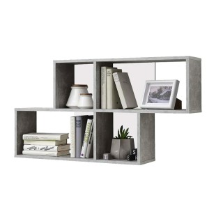 Επιτοίχια Ξύλινη Ραφιέρα με 4 Ράφια 100 x 19.5 x 53 cm Χρώματος Γκρ...