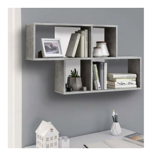 Επιτοίχια Ξύλινη Ραφιέρα με 4 Ράφια 100 x 19.5 x 53 cm Χρώματος Γκρ...