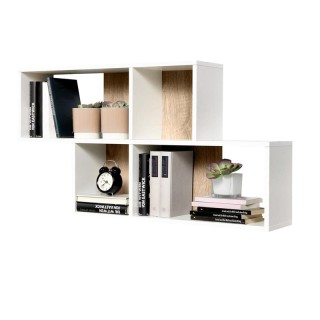 Επιτοίχια Ξύλινη Ραφιέρα με 4 Ράφια 100 x 19.5 x 53 cm Χρώματος Λευ...