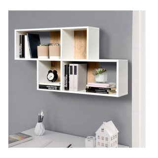 Επιτοίχια Ξύλινη Ραφιέρα με 4 Ράφια 100 x 19.5 x 53 cm Χρώματος Λευ...