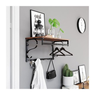 Επιτοίχιο Μεταλλικό Ράφι με 5 Άγκιστρα και 1 Ράγα Ρούχων 60 x 30 x ...