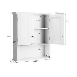 Επιτοίχιο Ντουλάπι Μπάνιου 60 x 20 x 70.5 cm Costway HW66689WH Επιτοίχιο Ντουλάπι Μπάνιου 60 x 20 x 70.5 cm Costway HW66689WH