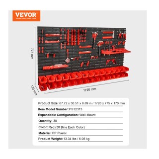 Επιτοίχιο Σύστημα Αποθήκευσης Εργαλείων με 30 Σκαφάκια VEVOR BGSWLX... Επιτοίχιο Σύστημα Αποθήκευσης Εργαλείων με 30 Σκαφάκια VEVOR BGSWLX...