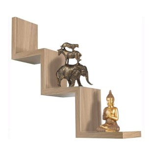 Επιτοίχιο Ξύλινο Ράφι 59 x 12 x 12 cm Χρώματος Καφέ Ανοιχτό Bakaji ...