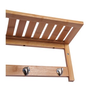 Επιτοίχιο Ξύλινο Ράφι από Μπαμπού με 4 Άγκιστρα 50 x 17 x 20 cm HOM...