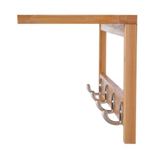 Επιτοίχιο Ξύλινο Ράφι από Μπαμπού με 4 Άγκιστρα 50 x 17 x 20 cm HOM...