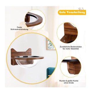 Επιτοίχιο Ξύλινο Κρεβάτι Γάτας με Πλαστική Διάφανη Φούσκα 40 x 40 x...