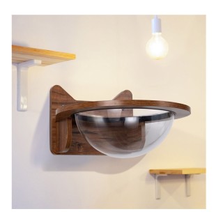 Επιτοίχιο Ξύλινο Κρεβάτι Γάτας με Πλαστική Διάφανη Φούσκα 40 x 40 x...