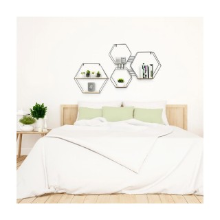 Επιτοίχια Μεταλλική Εξάγωνη Ραφιέρα με 2 Ξύλινα Ράφια 46 x 10 x 40 ... Επιτοίχια Μεταλλική Εξάγωνη Ραφιέρα με 2 Ξύλινα Ράφια 46 x 10 x 40 ...