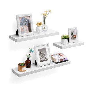 Επιτοίχιο Ξύλινο Ράφι 80 x 20 x 3.8 cm Χρώματος Λευκό VASAGLE LWS28WT Επιτοίχιο Ξύλινο Ράφι 80 x 20 x 3.8 cm Χρώματος Λευκό VASAGLE LWS28WT