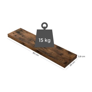 Επιτοίχιο Ξύλινο Ράφι 80 x 20 x 3.8 cm Χρώματος Σκούρο Καφέ VASAGLE... Επιτοίχιο Ξύλινο Ράφι 80 x 20 x 3.8 cm Χρώματος Σκούρο Καφέ VASAGLE...