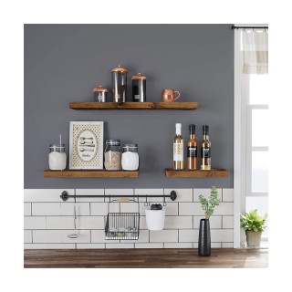 Επιτοίχιο Ξύλινο Ράφι 80 x 20 x 3.8 cm Χρώματος Σκούρο Καφέ VASAGLE... Επιτοίχιο Ξύλινο Ράφι 80 x 20 x 3.8 cm Χρώματος Σκούρο Καφέ VASAGLE...