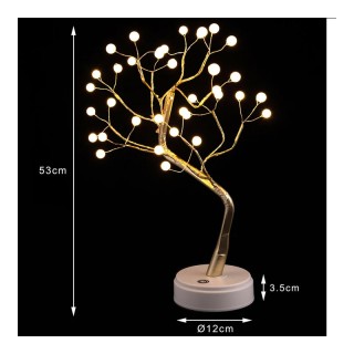 Επιτραπέζιο Χάλκινο Φωτιστικό Μπαταρίας/USB Bonsai με 36 LED Bakaji...